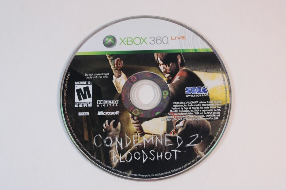 Condemned 2: Bloodshot (Microsoft Xbox 360, 2008) Game disc only, Tested/Works